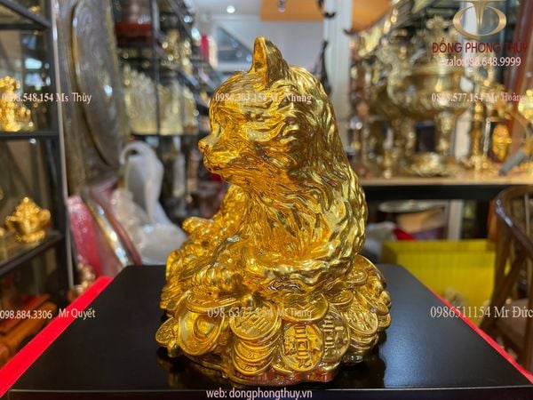 TƯỢNG MÈO DÁT VÀNG 24K CAO 12,5CM