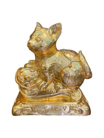 Tượng mèo phong thủy bằng đồng dát vàng 24k