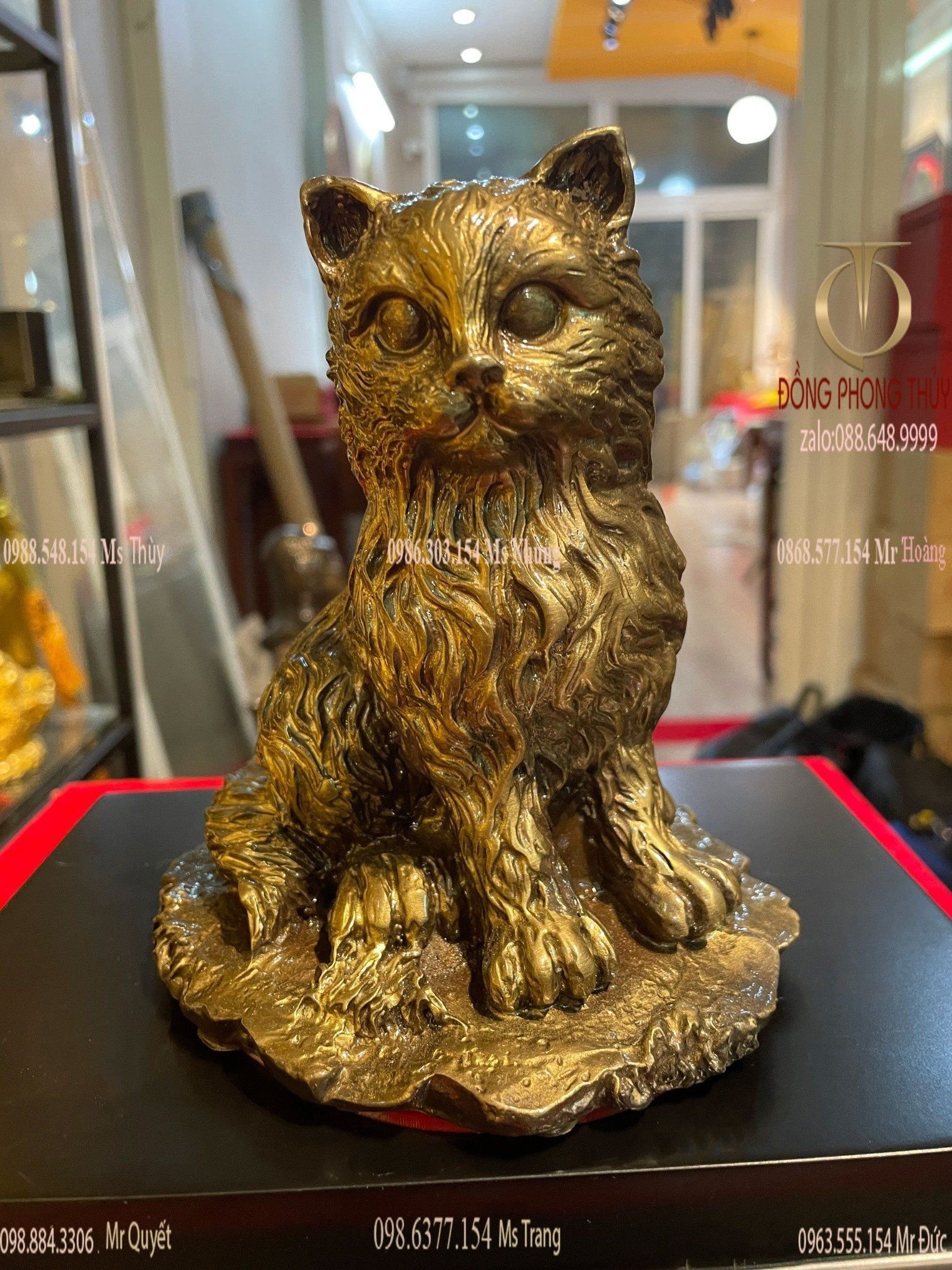 Tượng mèo phong thủy bằng đồng