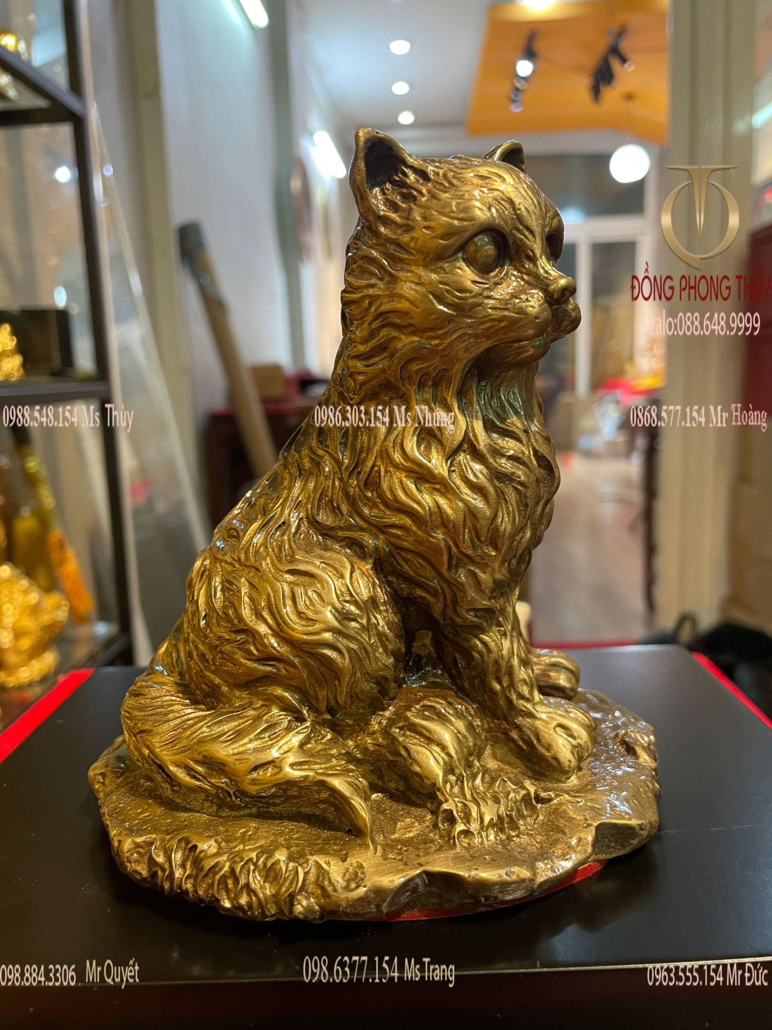Tượng mèo phong thủy bằng đồng