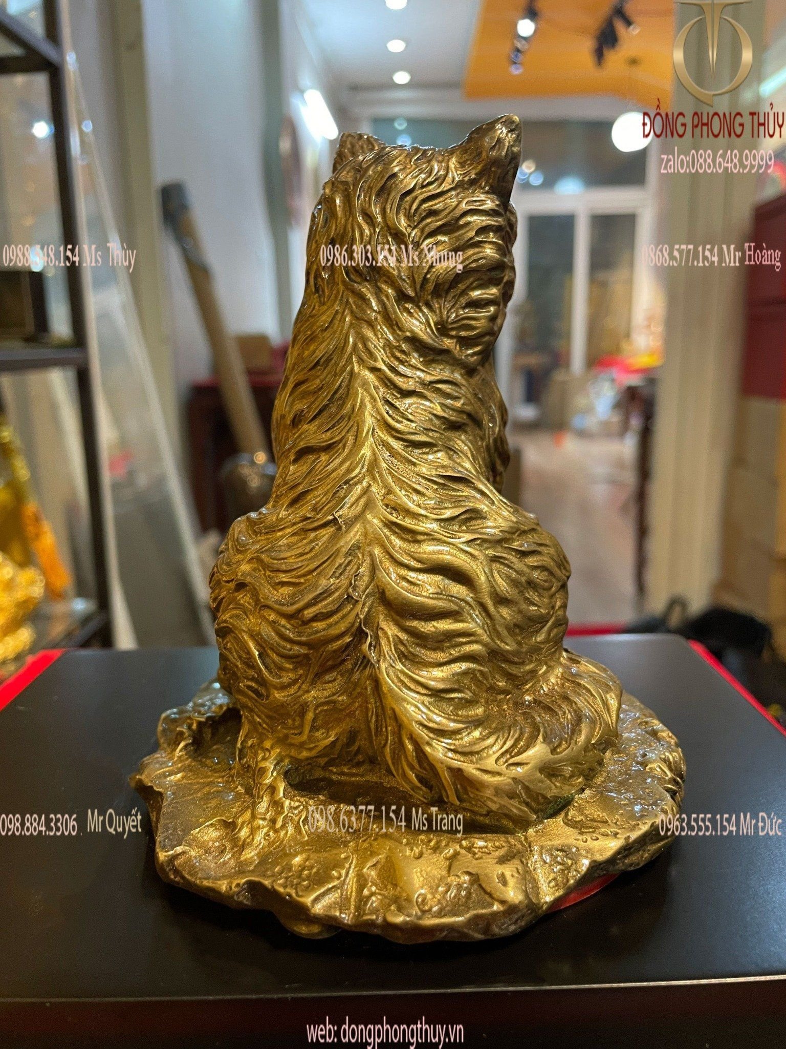 Tượng mèo phong thủy bằng đồng