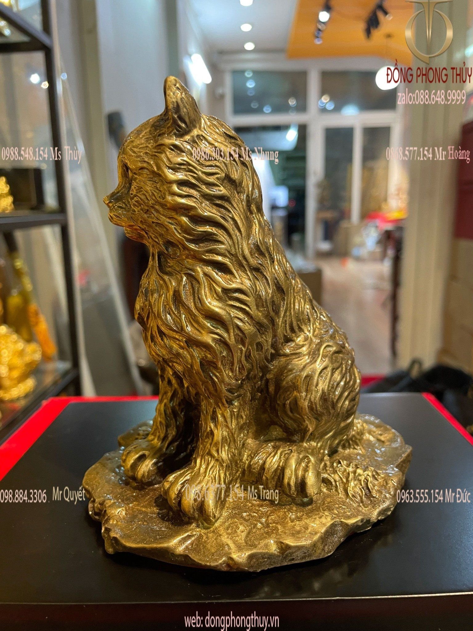 Tượng mèo phong thủy bằng đồng