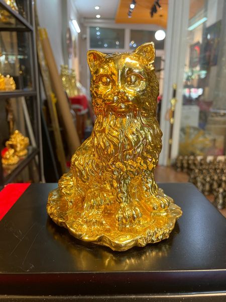 Tượng Mèo phong thủy thếp vàng 24k