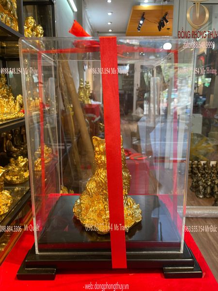 Tượng Mèo phong thủy thếp vàng 24k