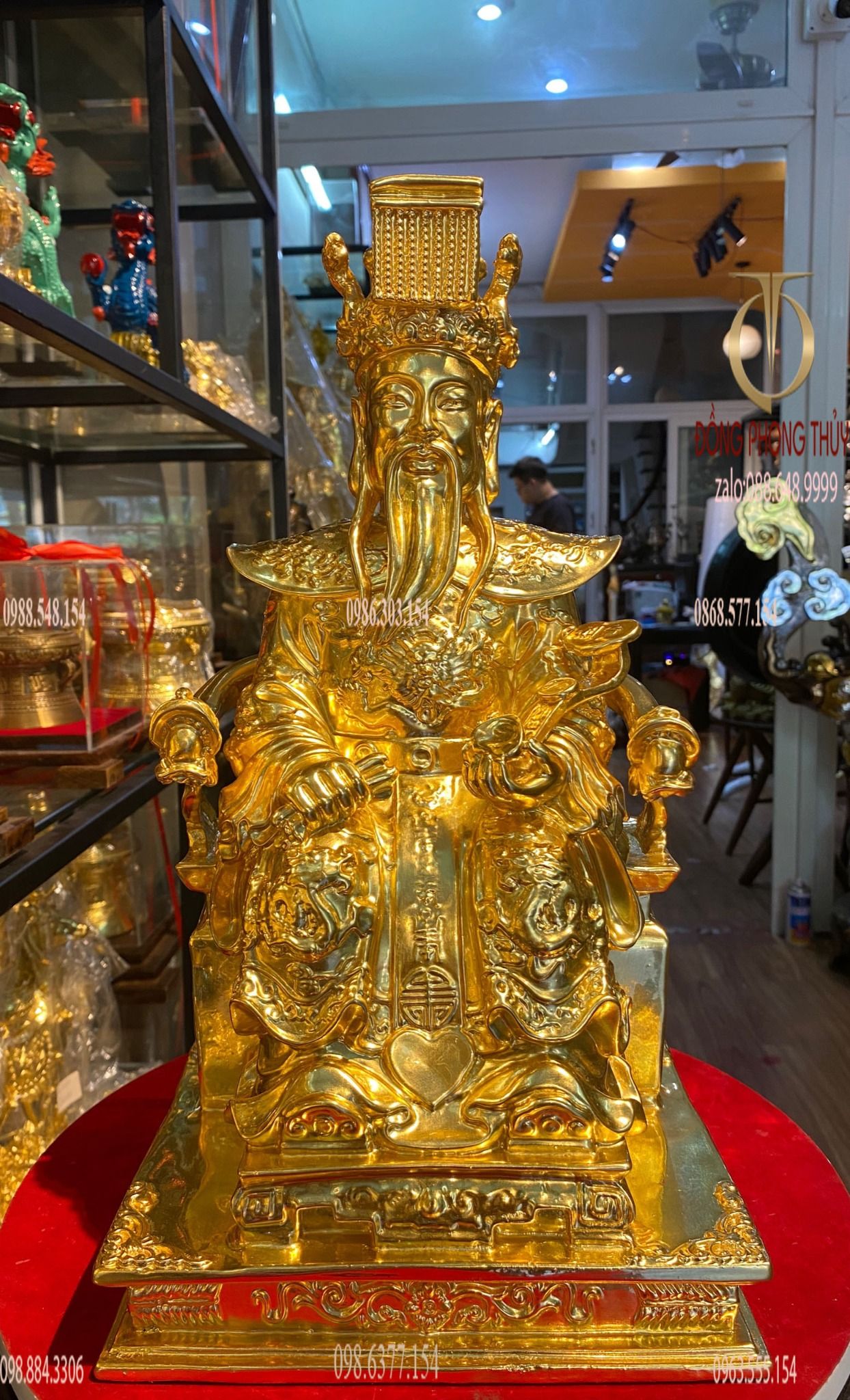 Tượng Ngọc Hoàng dát vàng 24k bằng đồng thau