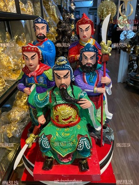 Tượng ngũ công vương bằng đồng đỏ vẽ màu