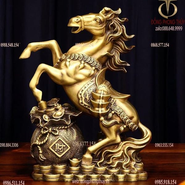 Tượng ngựa hũ vàng bằng đồng cao 31 ngang 25cm nặng 3,2kg