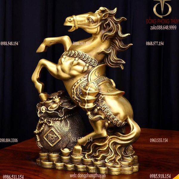 Tượng ngựa hũ vàng bằng đồng cao 31 ngang 25cm nặng 3,2kg