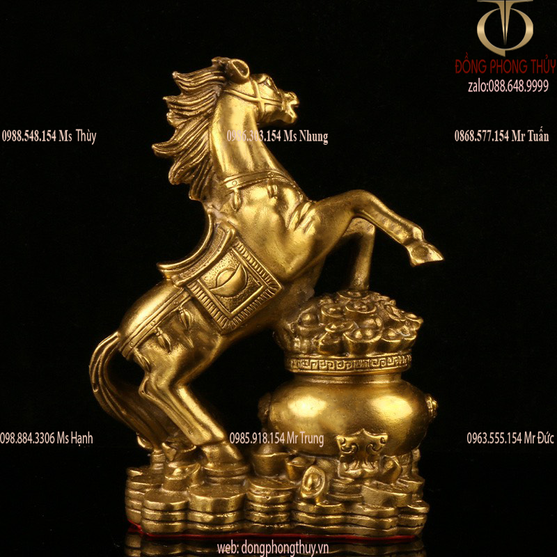 Tượng ngựa hũ tiền phong thủy bằng đồng
