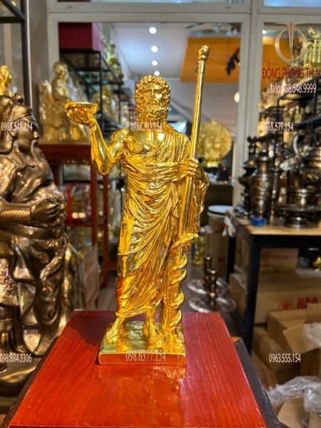 tượng ông tổ ngành y hippocrates bằng đồng dát vàng 24k