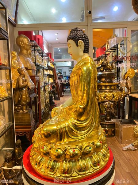 Tượng phật a di đà 50cm 18kg bằng đồng dát vàng