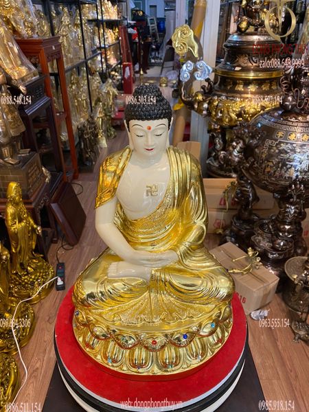 Tượng Phật A Di Đà dát vàng cao cấp 40cm