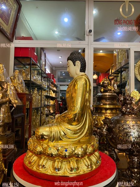 Tượng tây phương tam thánh 40cm dát vàng vẽ màu đính đá