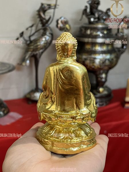 Tượng phật a di đà bằng đồng dát vàng 24k để xe ô tô