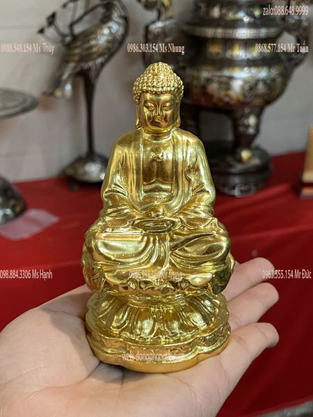 Tượng phật a di đà bằng đồng dát vàng 24k để xe ô tô