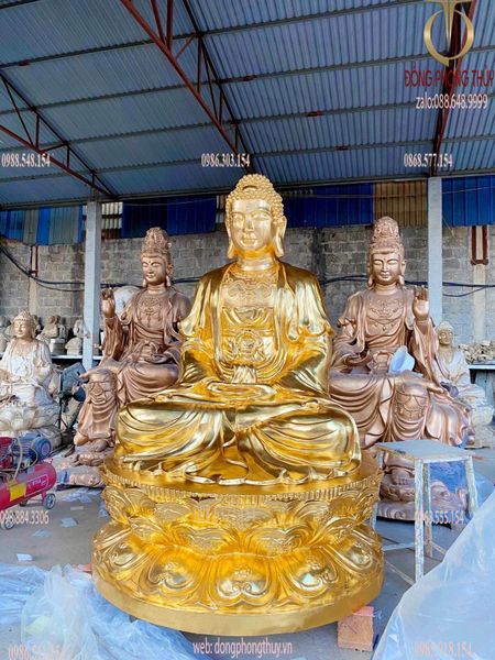 Tượng phật A Di Đà bằng đồng dát vàng cao 1m8
