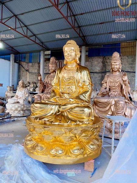 Tượng phật A Di Đà bằng đồng dát vàng cao 1m8