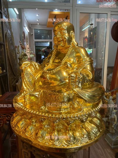 Tượng phật di lặc dát vàng 24k cao 48 ngang 43 sâu 32 nặng 29kg