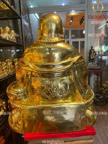 Tượng phật di lặc dát vàng 24k cao 48 ngang 43 sâu 32 nặng 29kg