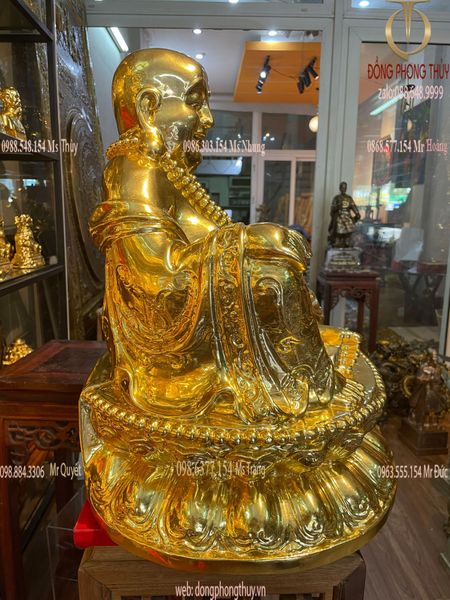 Tượng phật di lặc dát vàng 24k cao 48 ngang 43 sâu 32 nặng 29kg