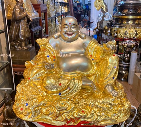 Tượng phật Di Lặc cười vẽ diện màu da cao cấp cao 26 nặng 14,8kg