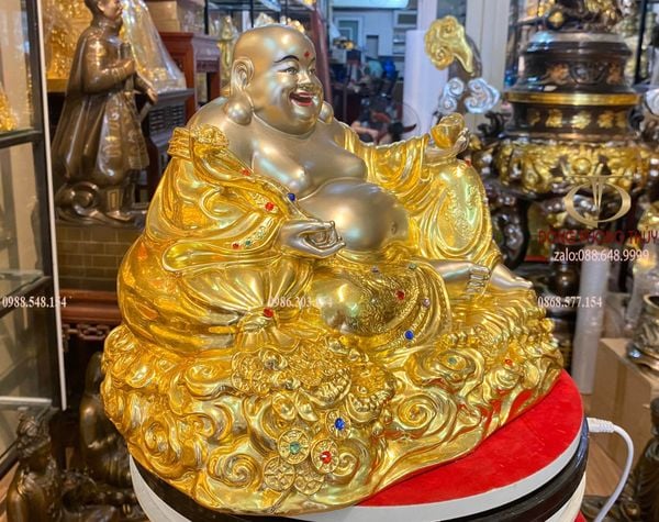 Tượng phật Di Lặc cười vẽ diện màu da cao cấp cao 26 nặng 14,8kg