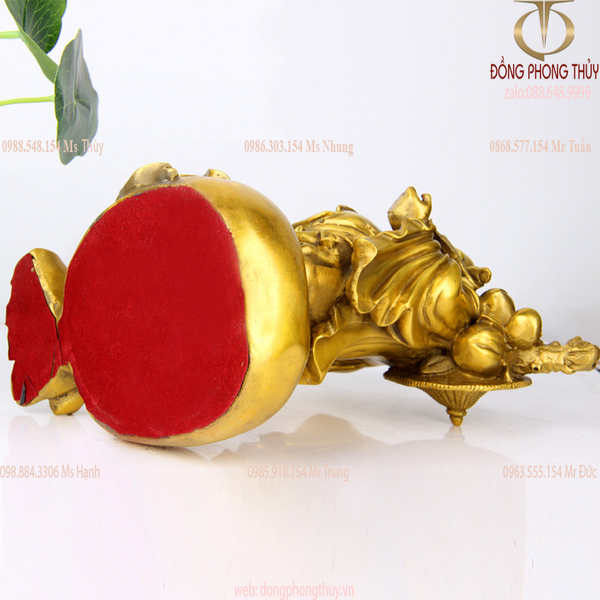 Tượng phật di lặc đứng bị gánh bao tiền bằng đồng cao 40 nặng 7,5kg