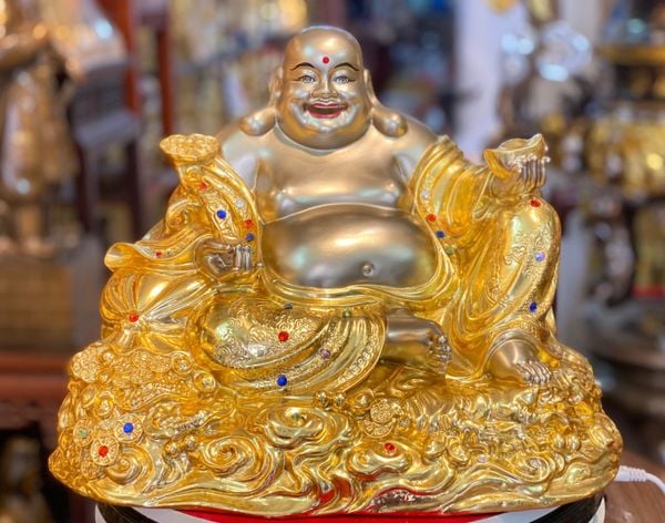 Tượng phật Di Lặc cười vẽ diện màu da cao cấp cao 26 nặng 14,8kg