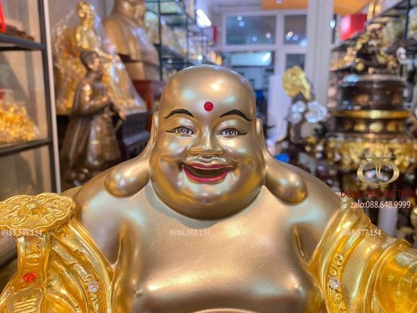 Tượng phật Di Lặc cười vẽ diện màu da cao cấp cao 26 nặng 14,8kg