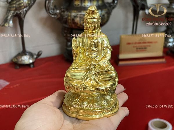 Tượng phật quan âm để xe ô tô dát vàng 24k