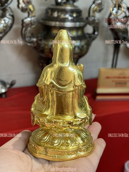 Tượng phật quan âm để xe ô tô dát vàng 24k