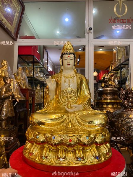 Tượng Phật Quan Âm Bồ Tát dát vàng cao cấp 40cm