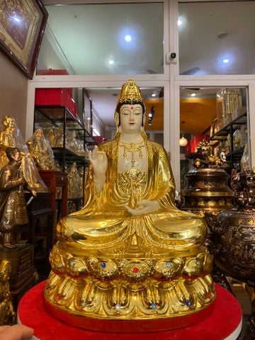 Tượng Quan Âm dát vàng cao cấp 40cm