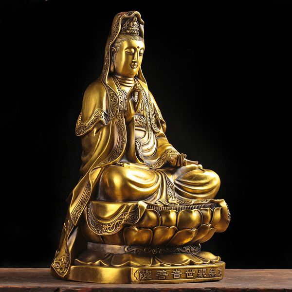 Tượng phật Quan Âm bằng đồng Cao 39cm ngang 23 sâu 20 nặng 4,8kg