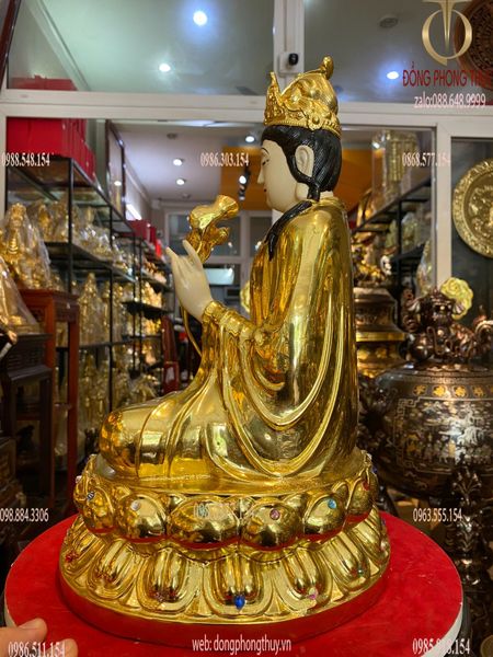 Tượng tây phương tam thánh 40cm dát vàng vẽ màu đính đá