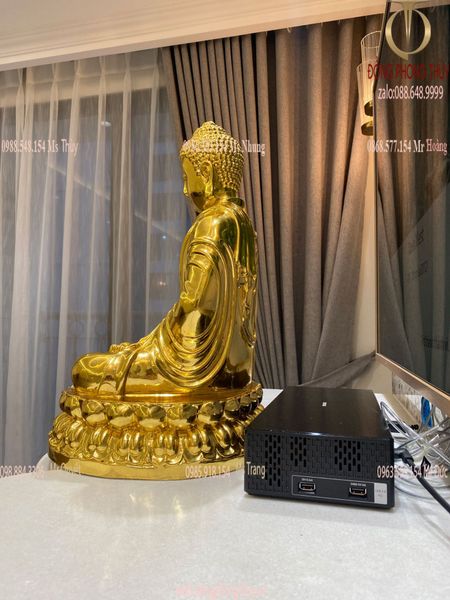 Tượng phật Thích Ca Mâu Ni bằng đồng dát vàng 24k cao 50cm