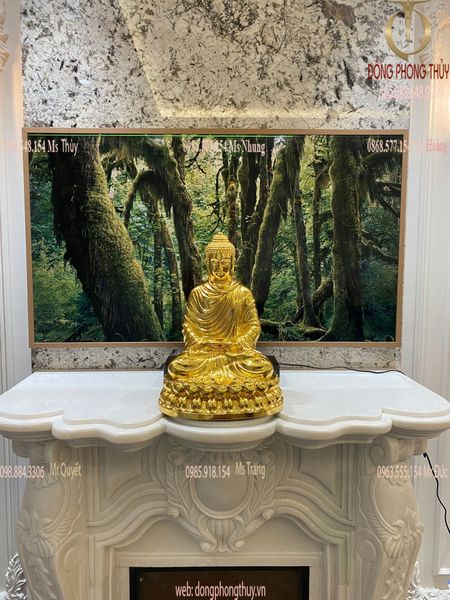 Tượng phật Thích Ca Mâu Ni bằng đồng dát vàng 24k cao 50cm