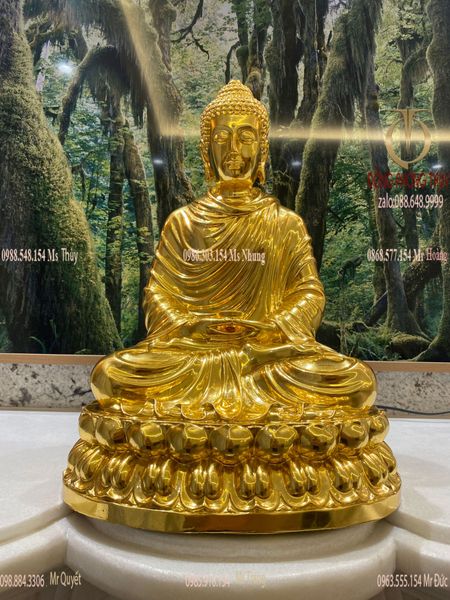 Tượng phật Thích Ca Mâu Ni bằng đồng dát vàng 24k cao 50cm