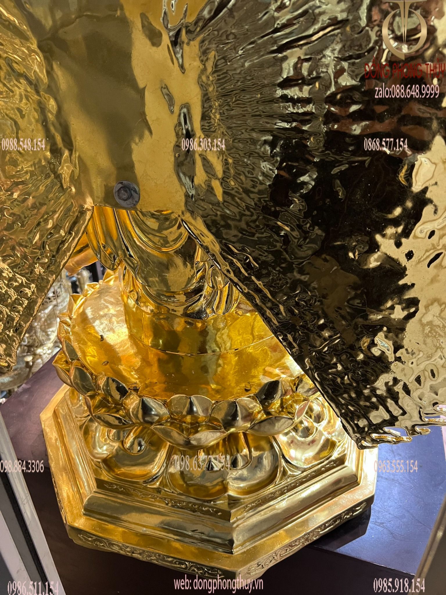 Tượng thiên thủ thiên nhãn bằng đồng dát vàng 1m3 nặng 136kg