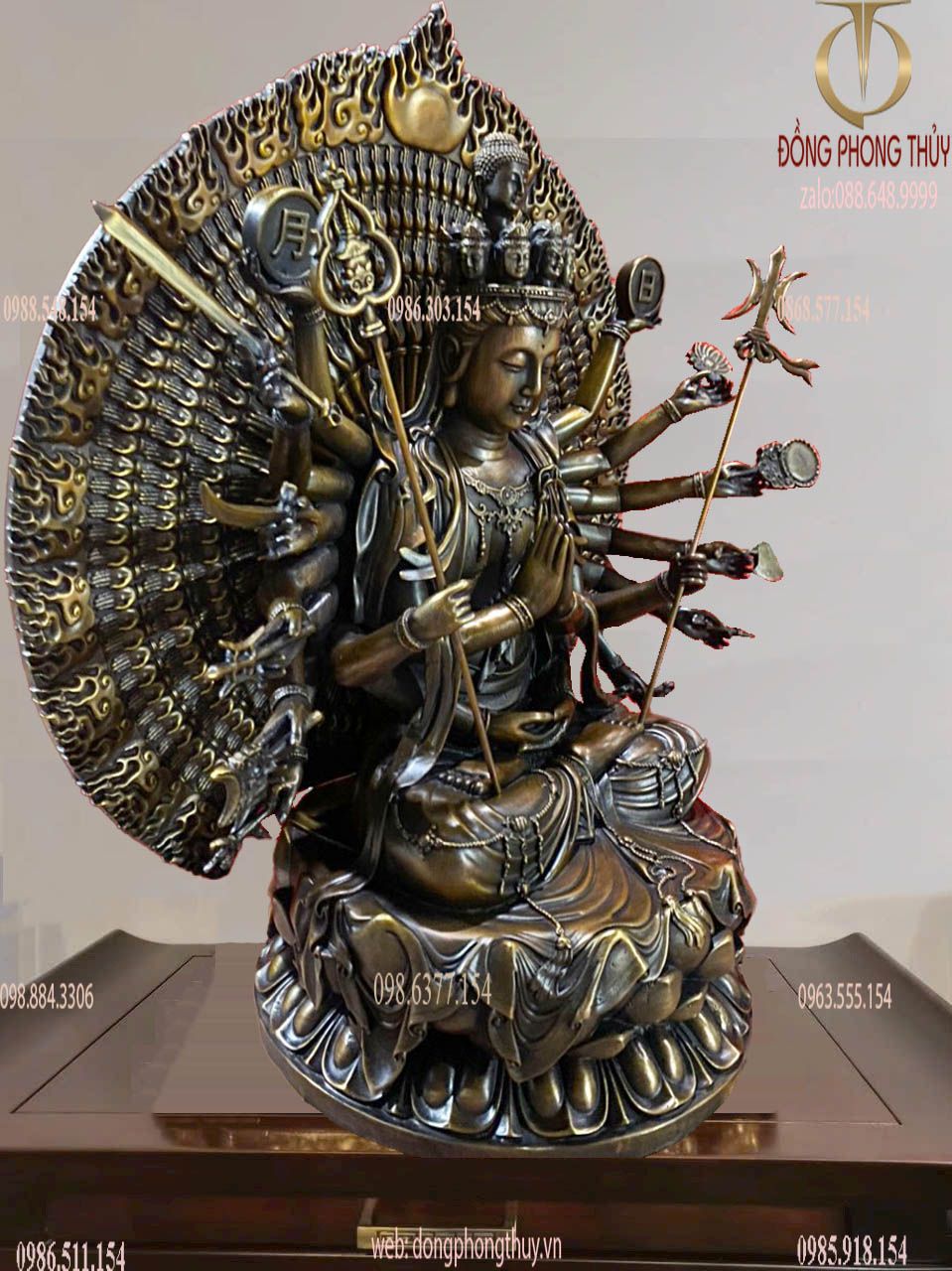 Tượng Phật Cao 62cm thiên thủ thiên nhãn bằng đồng