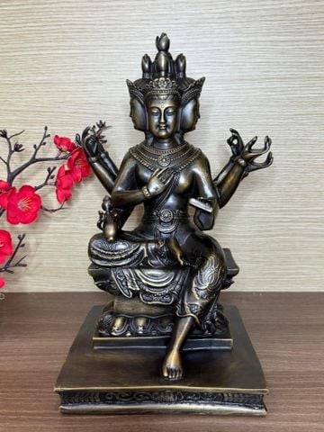 Tượng tứ diện bằng đồng xi hun nâu cao 30cm nặng 5kg