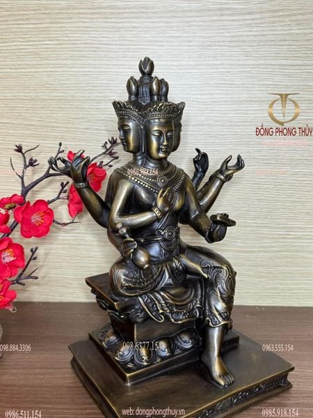 Tượng tứ diện bằng đồng xi hun nâu cao 30cm nặng 5kg