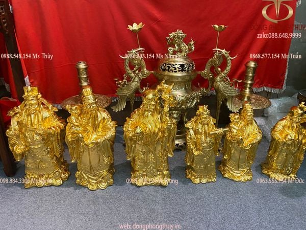Tượng phúc lộc thọ tam đa bằng đồng dát vàng 24k cao 42cm nặng 35kg