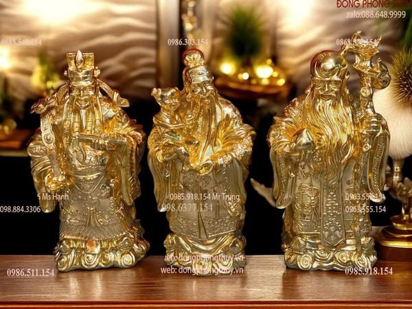 Tượng tam đa phúc lộc thọ dát vàng