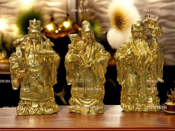 Tượng tam đa phúc lộc thọ dát vàng