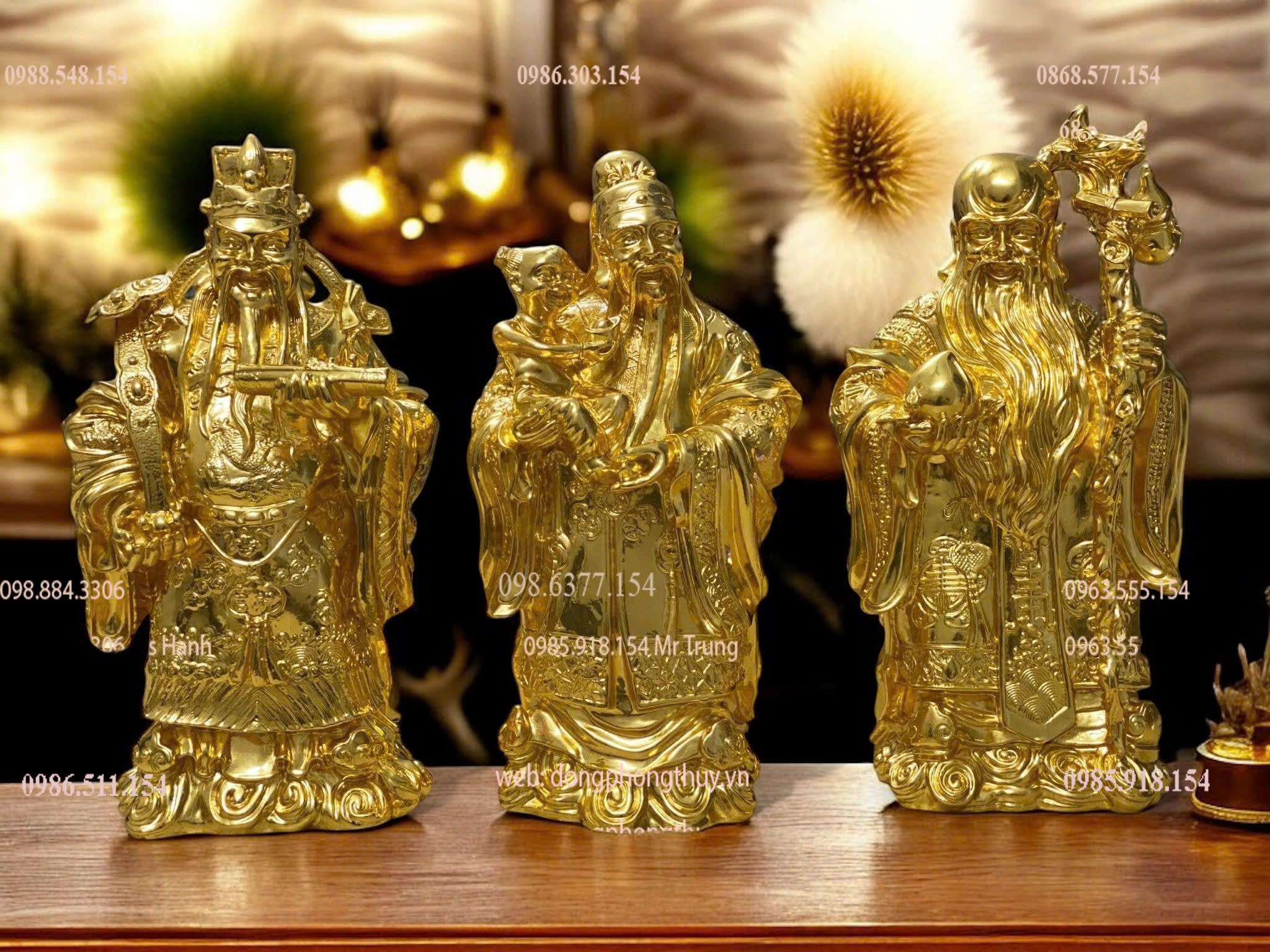 Tượng tam đa phúc lộc thọ dát vàng