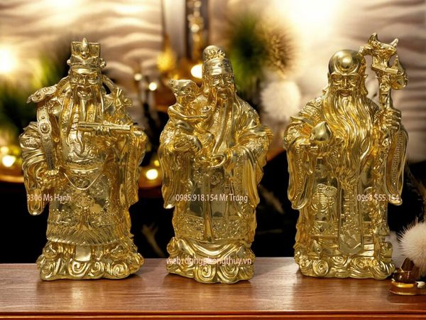 Tượng tam đa phúc lộc thọ dát vàng