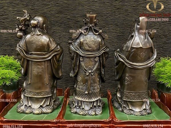 Tượng Phúc Lộc Thọ 33cm nặng 15kg bằng đồng hun