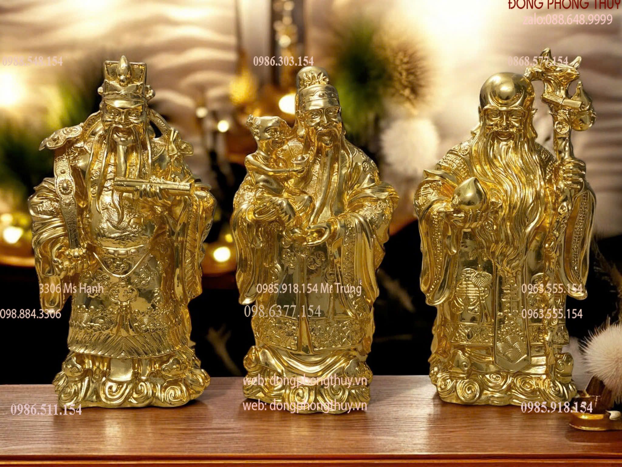 Tượng tam đa phúc lộc thọ dát vàng