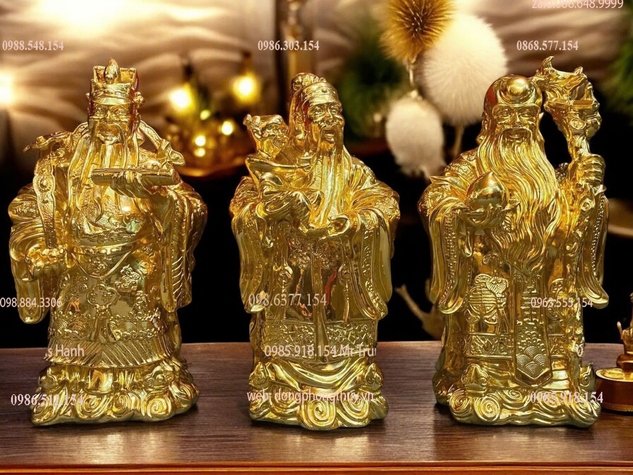 Tượng tam đa phúc lộc thọ dát vàng